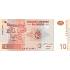 P 93 Congo (Democratic Republic) - 10 Franc Year 2003 (GD Printer)